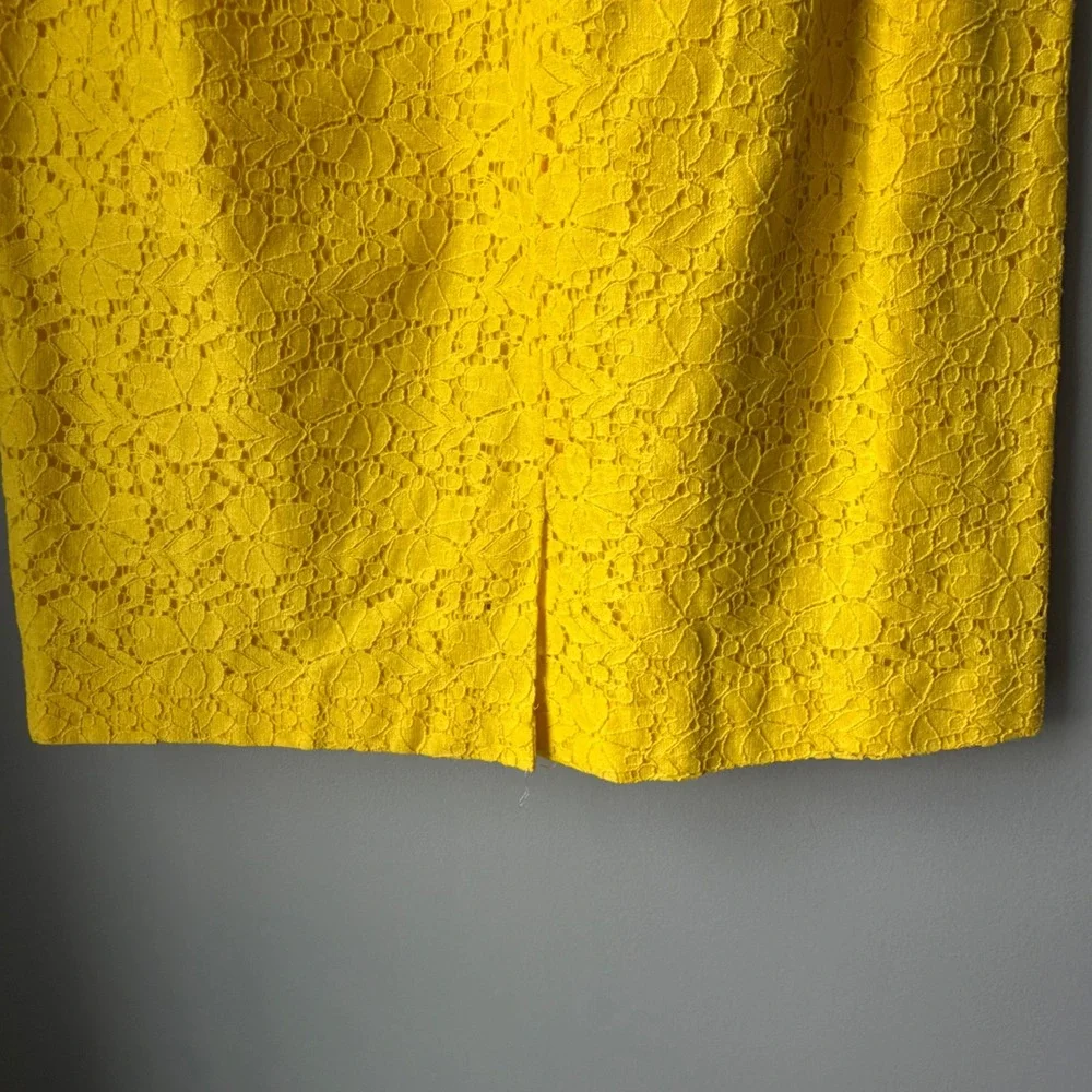 J. Crew Lucille Dress Yellow Floral‎ Lace Overlay Sleeveless Cotton Classic SZ 4
